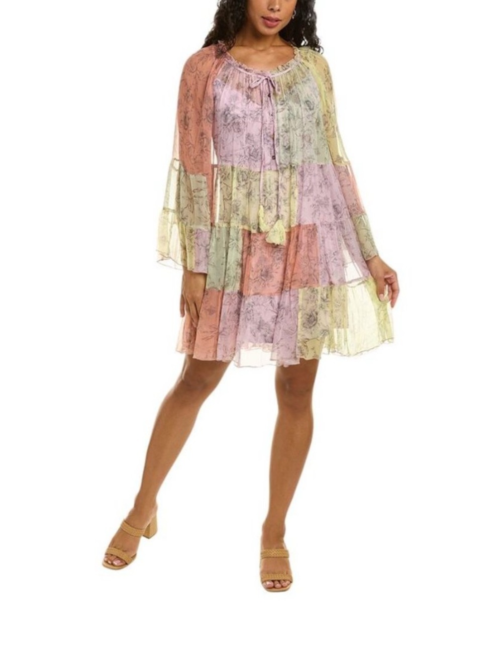Johnny Was Petunia Silk Mini Dress Pastel Size XL - Picture 2 of 5